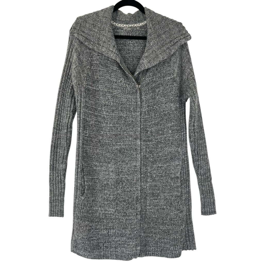 Prana Gray Yunna Long Cardigan Jacket Sz S Cotton Wool
